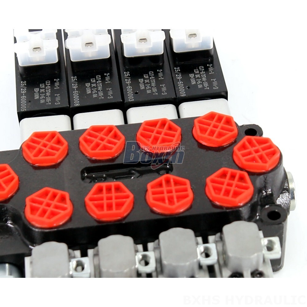 Q45 4 Spool Monoblock Valve: Solenoid & Manual Operated Hydraulic Flow Control detail image